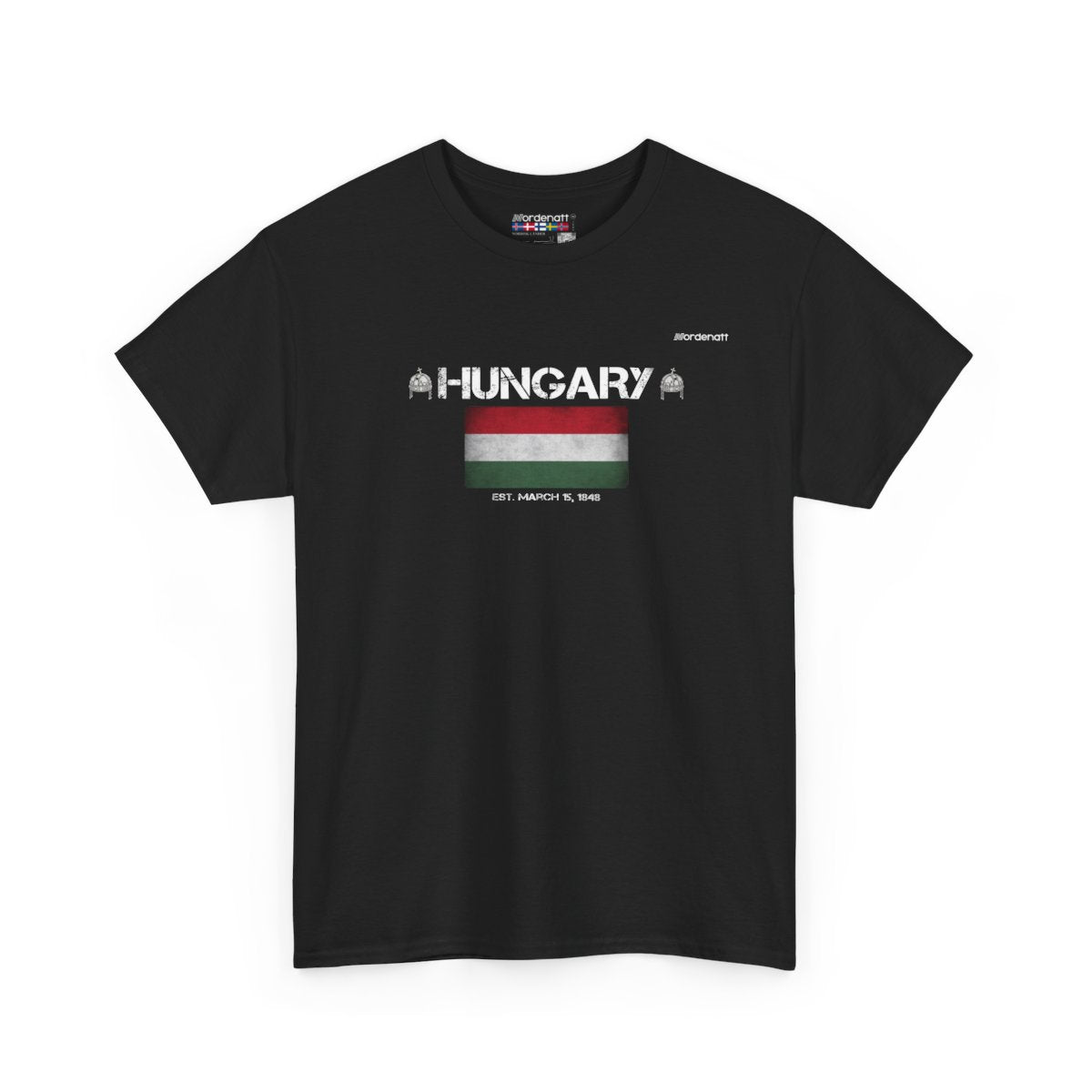 Hungary flag t-shirt in Black — premium cotton, Nordenatt