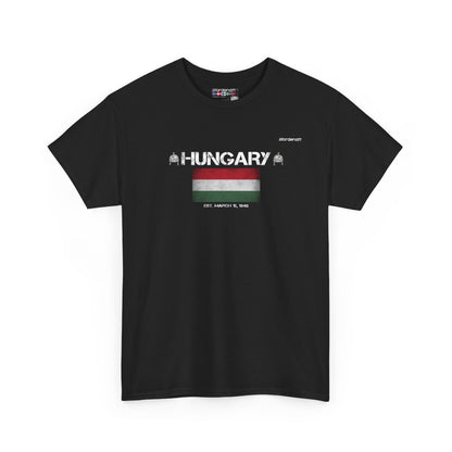 Hungary flag t-shirt in Black — premium cotton, Nordenatt