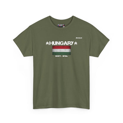 Hungary flag t-shirt in Military Green — premium cotton, Nordenatt