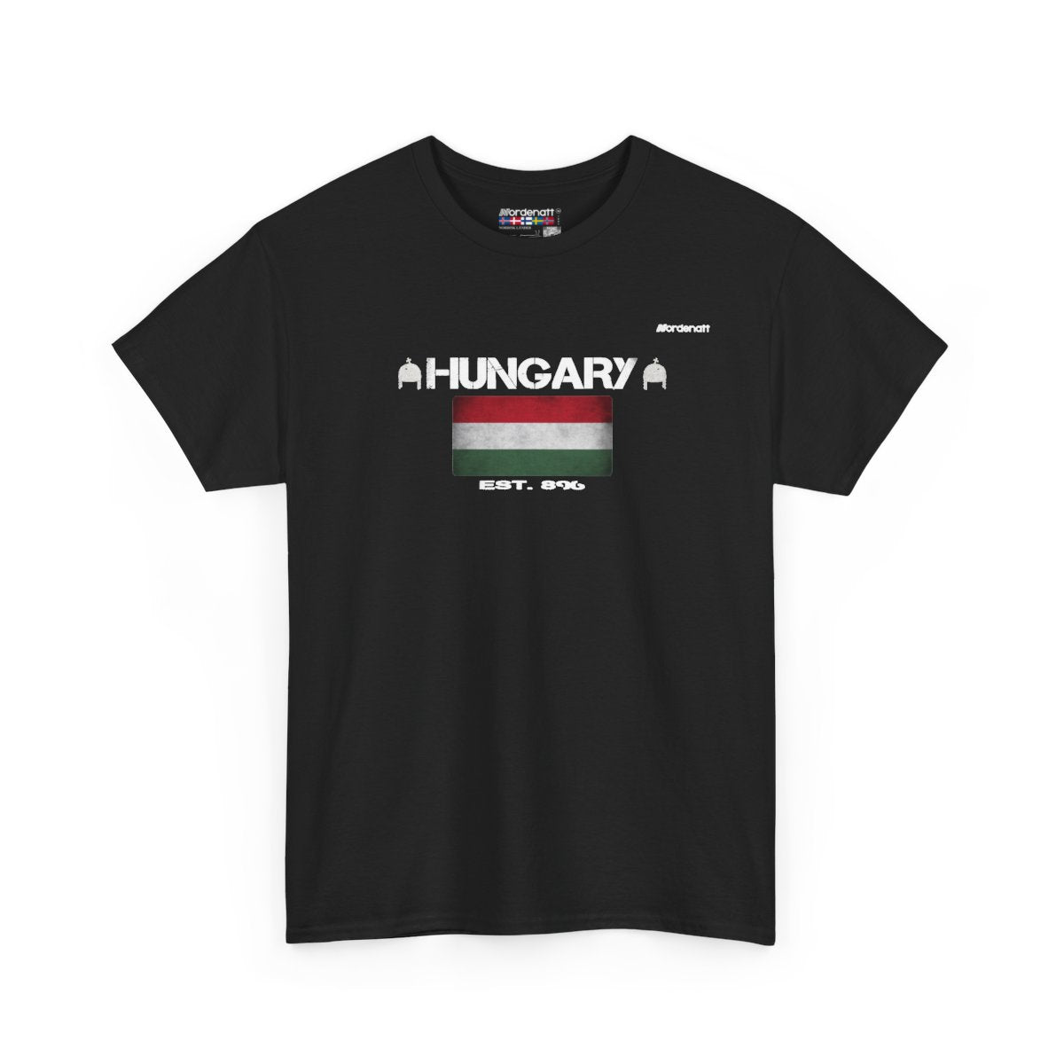 Hungary flag t-shirt in Black — premium cotton, Nordenatt