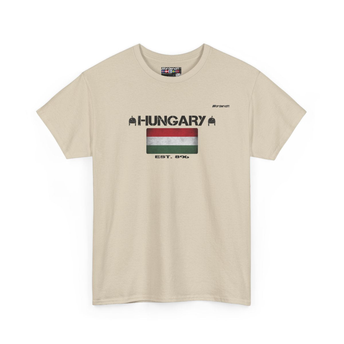 Hungary flag t-shirt in Sand — premium cotton, Nordenatt