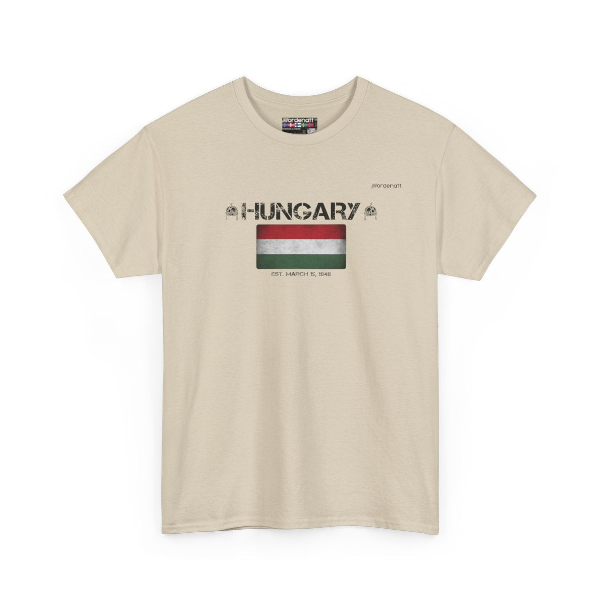 Hungary flag t-shirt in Sand — premium cotton, Nordenatt