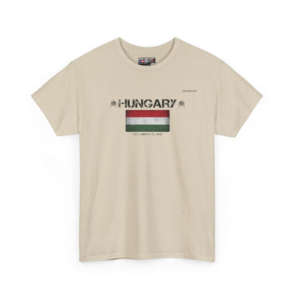 Hungary flag t-shirt in Sand — premium cotton, Nordenatt