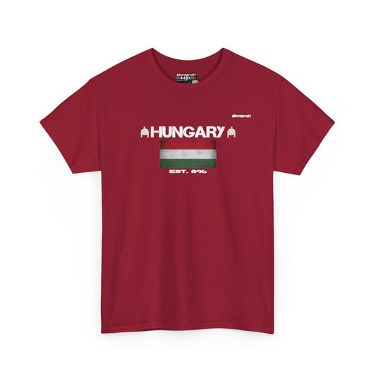 Hungary flag t-shirt in Cardinal Red — premium cotton, Nordenatt