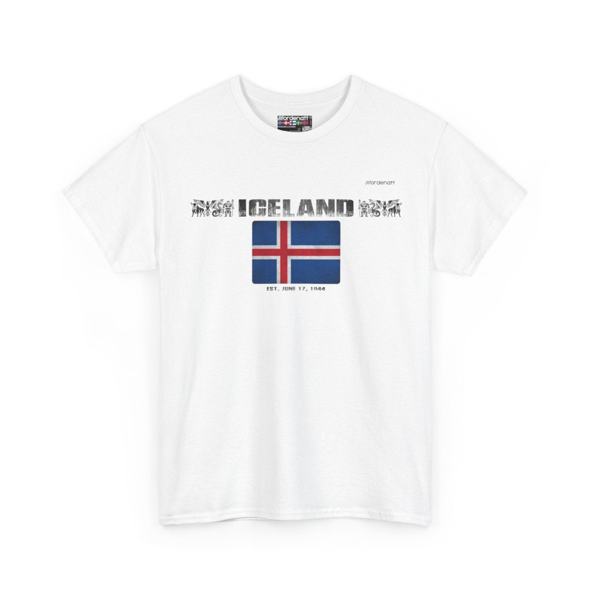 Iceland flag t-shirt in White — premium cotton, Nordenatt