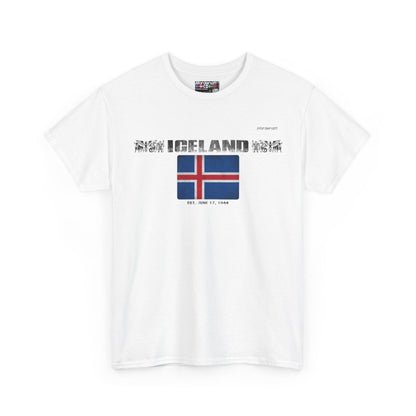 Iceland flag t-shirt in White — premium cotton, Nordenatt