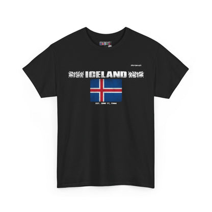 Iceland flag t-shirt in Black — premium cotton, Nordenatt
