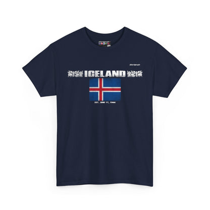 Iceland flag t-shirt in Navy — premium cotton, Nordenatt