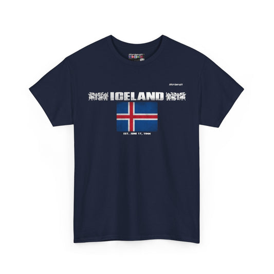 Iceland flag t-shirt in Navy — premium cotton, Nordenatt