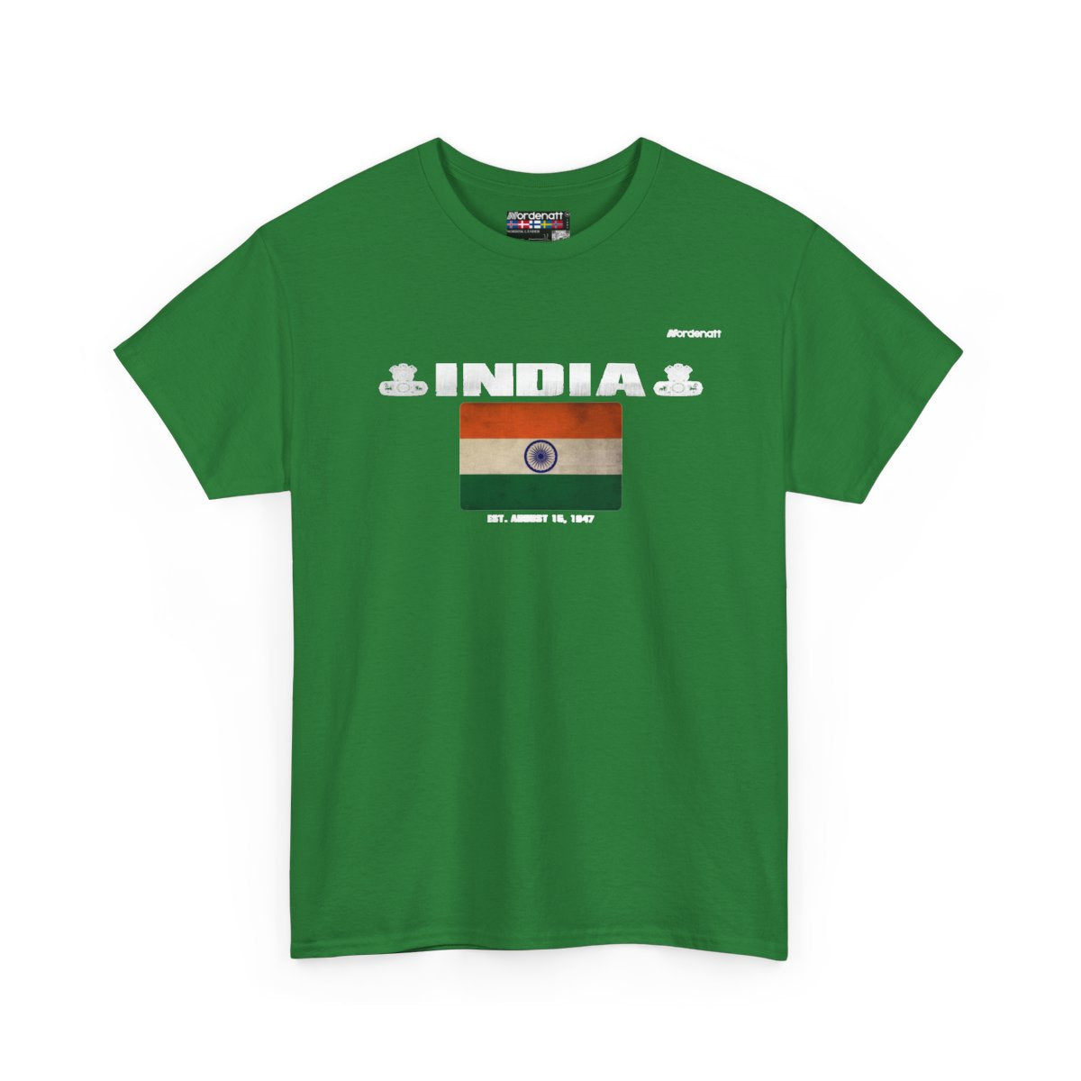 India flag t-shirt in Turf Green — premium cotton, Nordenatt