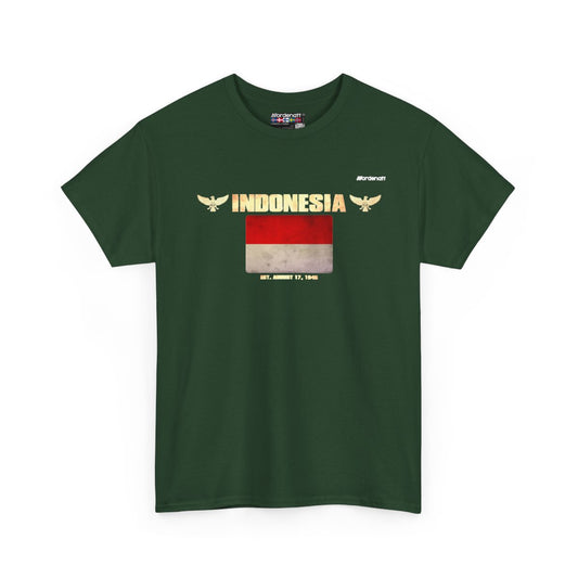 Indonesia flag t-shirt in Forest Green — premium cotton, Nordenatt
