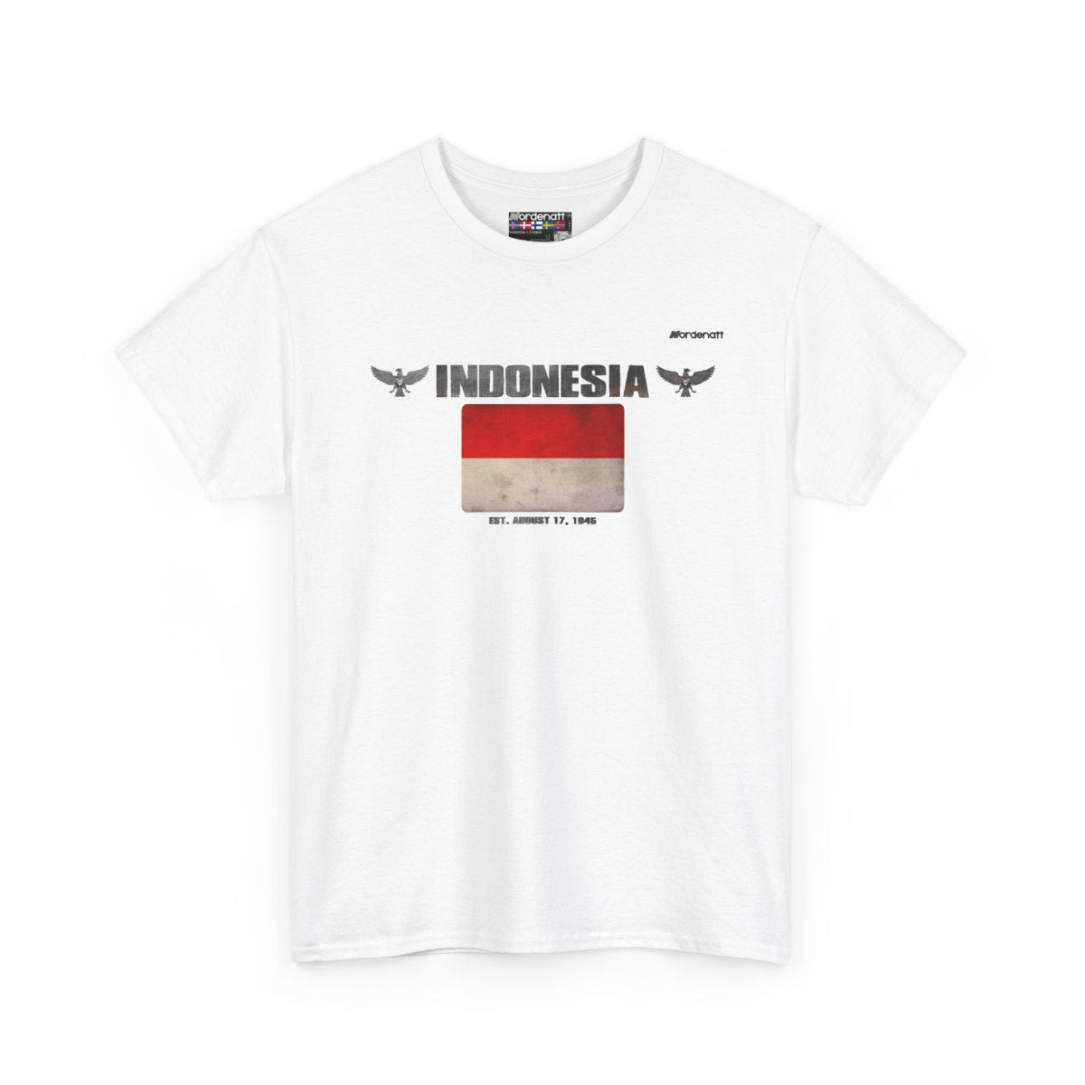 Indonesia flag t-shirt in White — premium cotton, Nordenatt