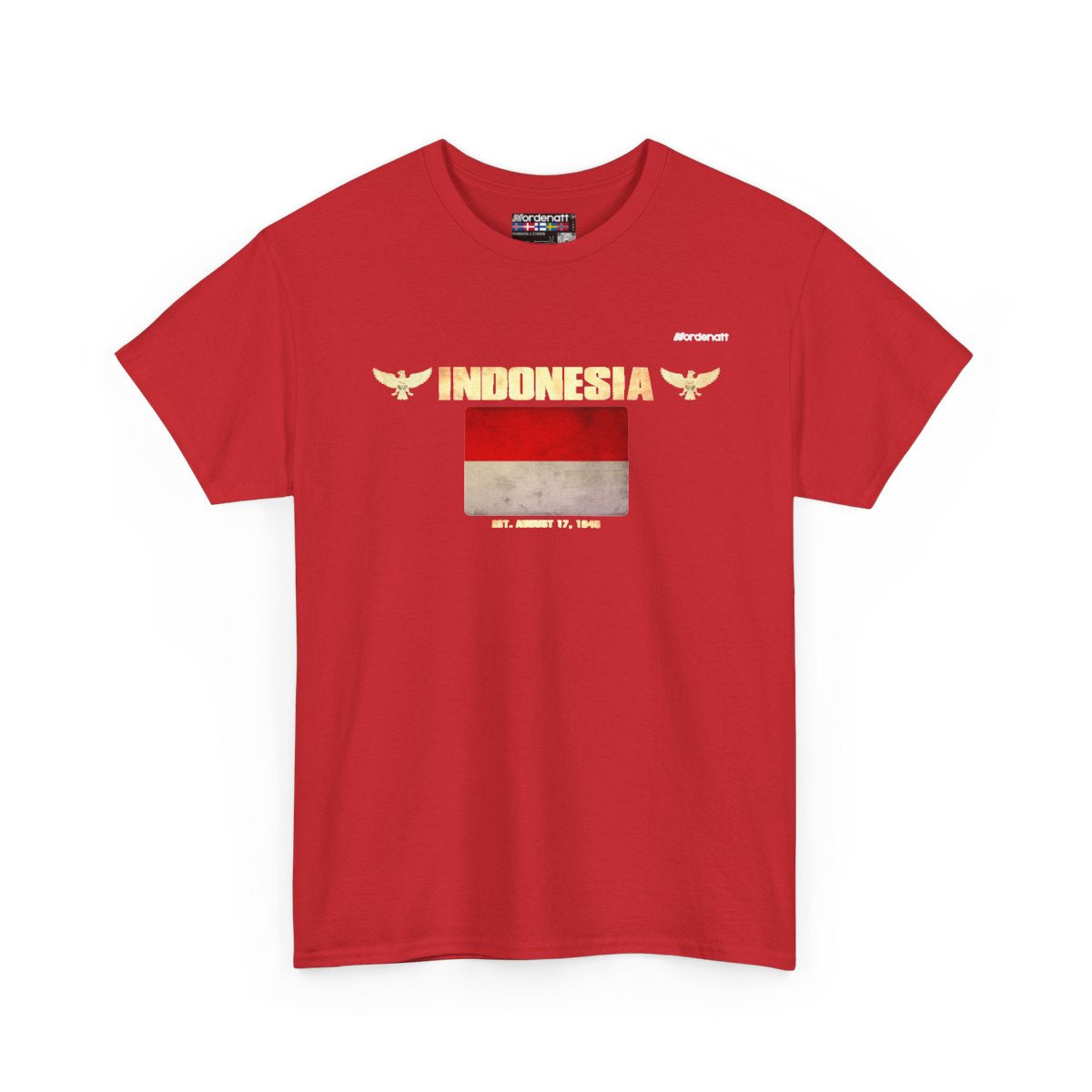 Indonesia flag t-shirt in Red — premium cotton, Nordenatt