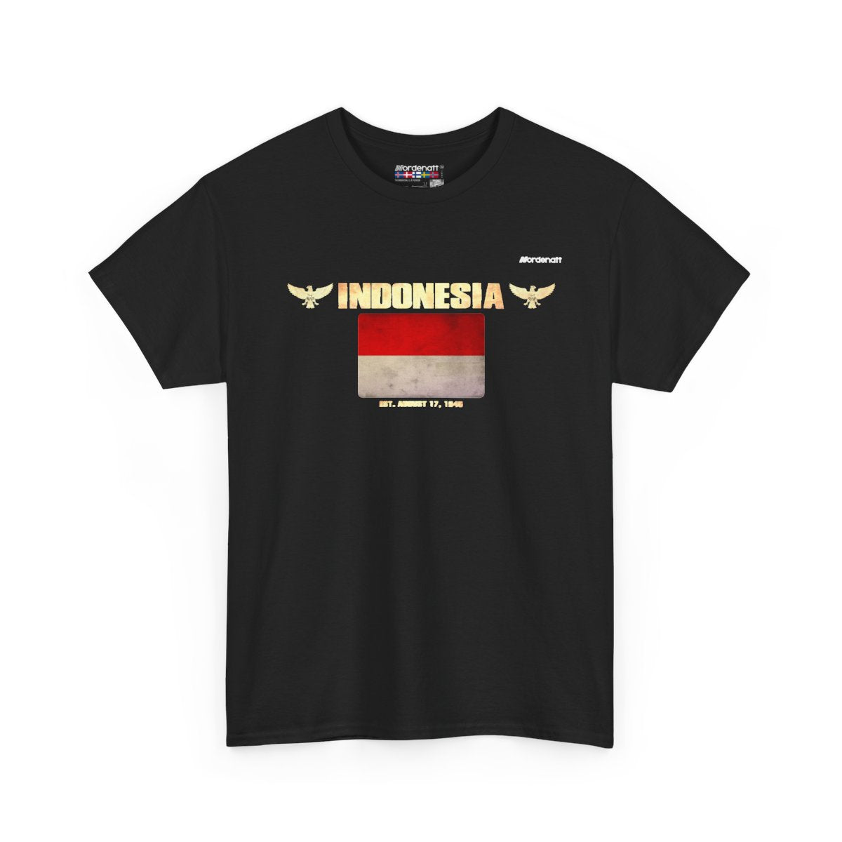 Indonesia flag t-shirt in Black — premium cotton, Nordenatt