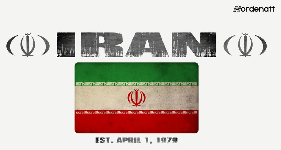 Iran design preview: flag, date and emblem inspiration printed on light t-shirts (Nordenatt)