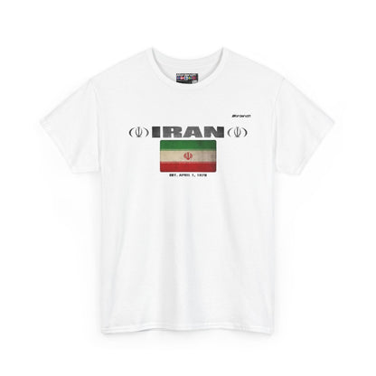 Iran flag t-shirt in White — premium cotton, Nordenatt