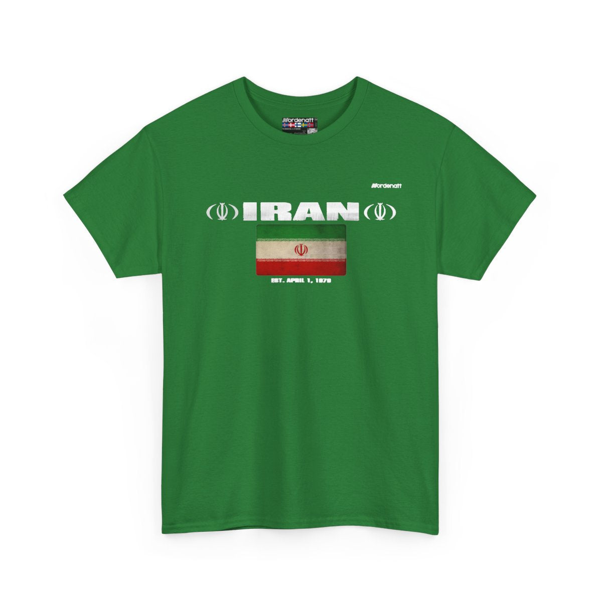 Iran flag t-shirt in Turf Green — premium cotton, Nordenatt