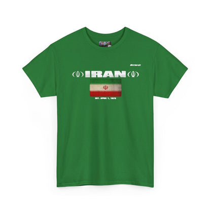 Iran flag t-shirt in Turf Green — premium cotton, Nordenatt