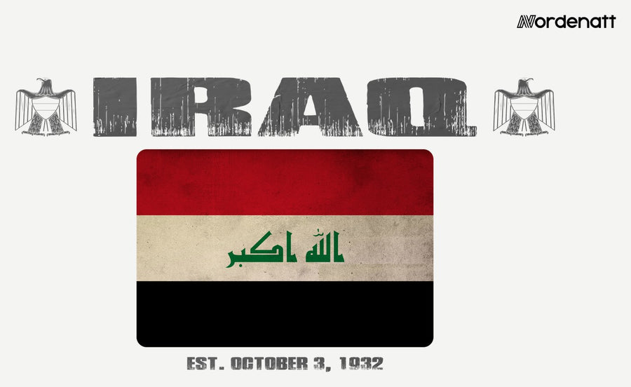 Iraq design preview: flag, date and emblem inspiration printed on light t-shirts (Nordenatt)