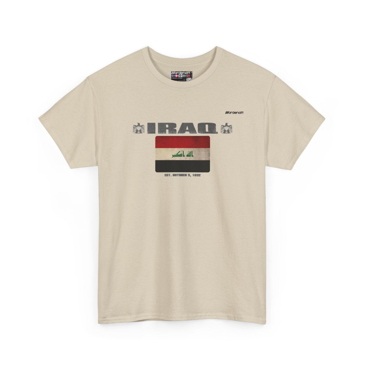 Iraq flag t-shirt in Sand — premium cotton, Nordenatt
