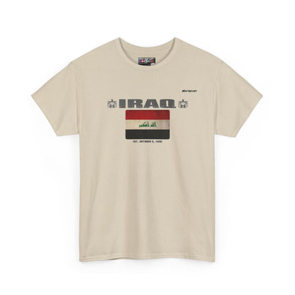 Iraq flag t-shirt in Sand — premium cotton, Nordenatt