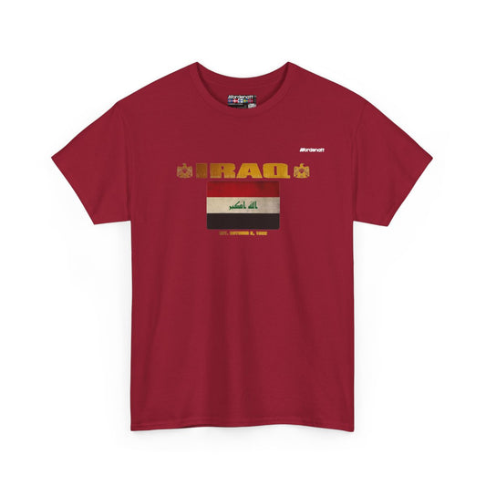 Iraq flag t-shirt in Cardinal Red — premium cotton, Nordenatt