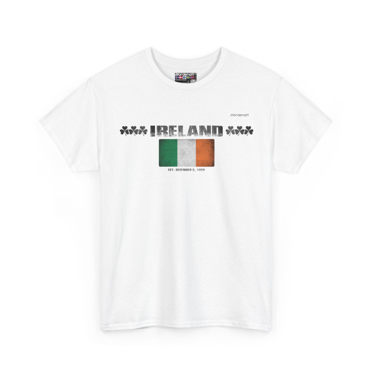 Ireland flag t-shirt in White — premium cotton, Nordenatt