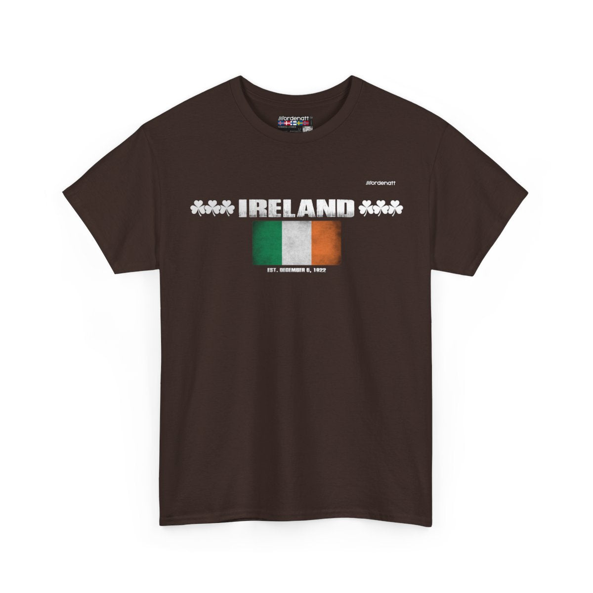 Ireland flag t-shirt in Dark Chocolate — premium cotton, Nordenatt