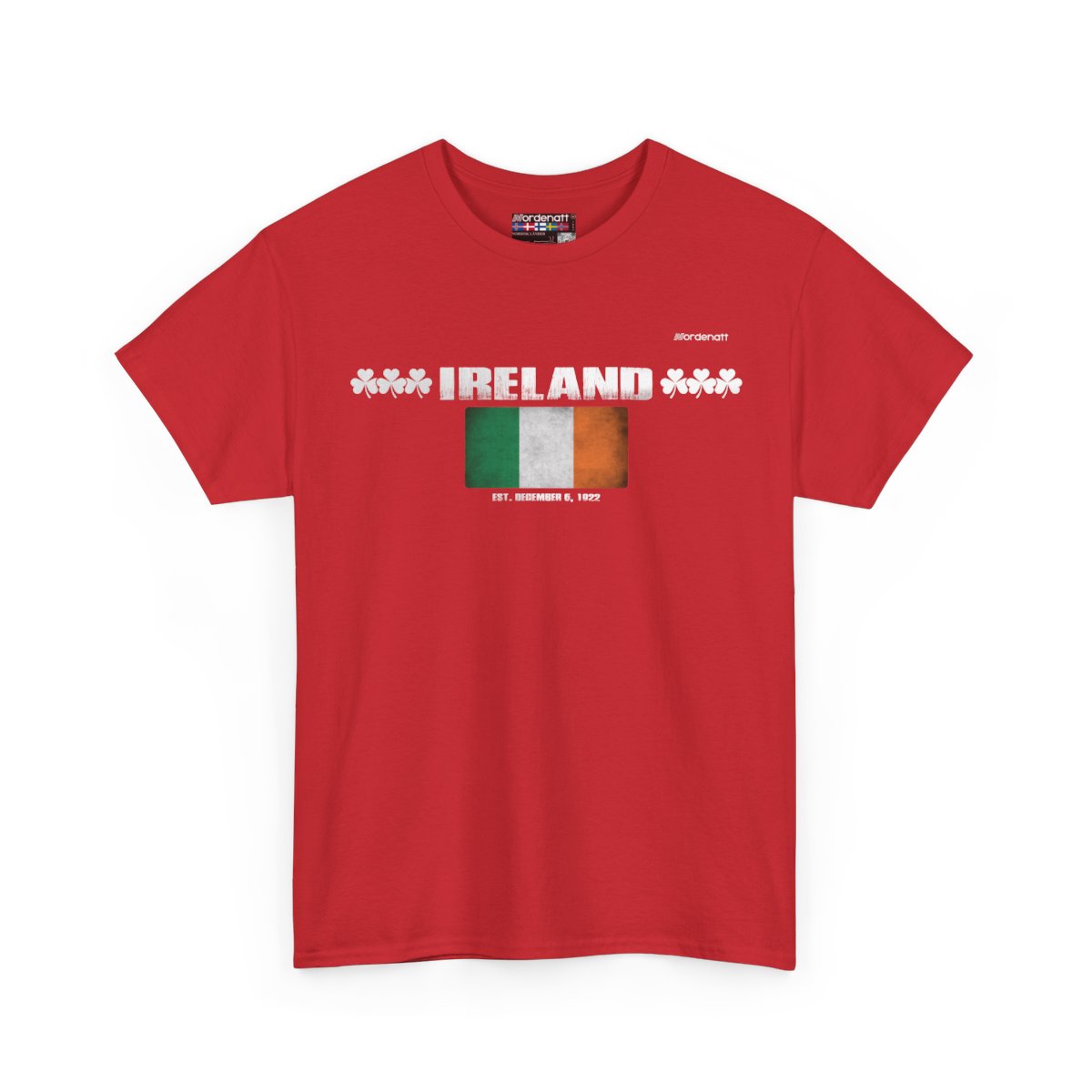 Ireland flag t-shirt in Red — premium cotton, Nordenatt