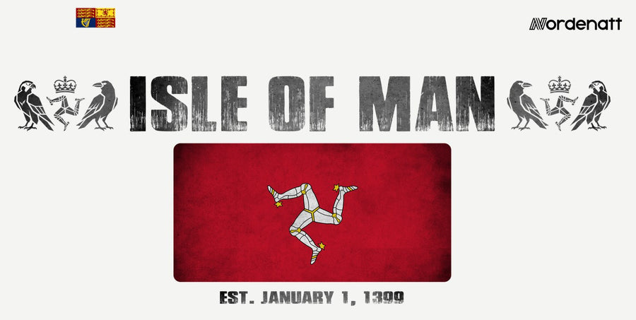 Isle of Man design preview: flag, date and emblem inspiration printed on light t-shirts (Nordenatt)