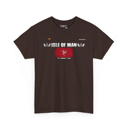 Isle Of Man flag t-shirt in Dark Chocolate — premium cotton, Nordenatt