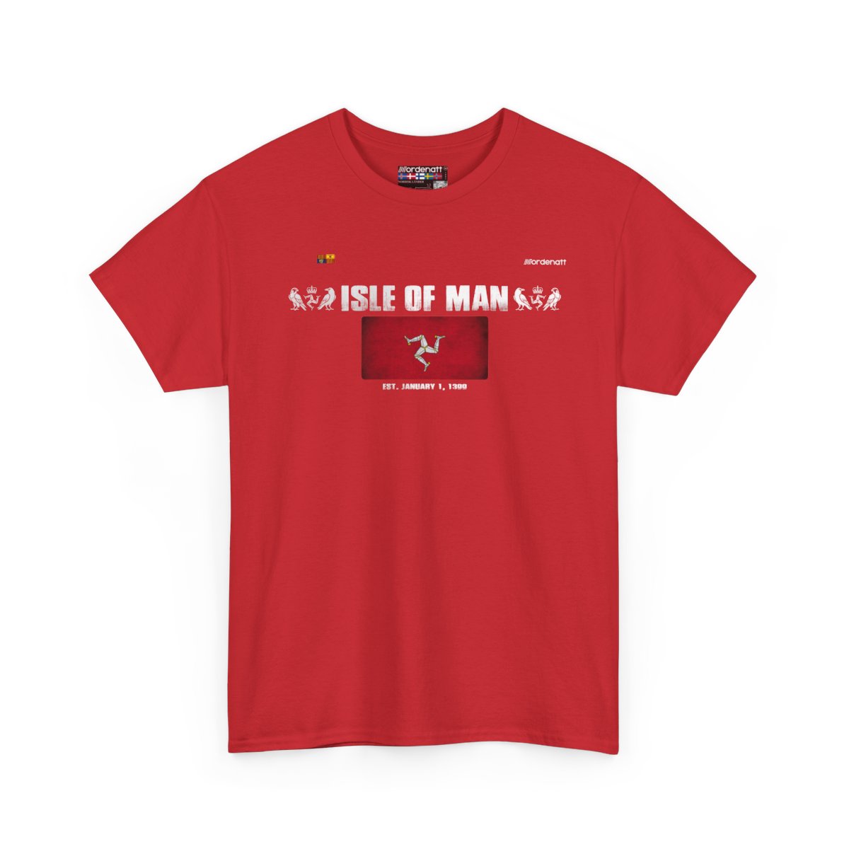 Isle Of Man flag t-shirt in Red — premium cotton, Nordenatt