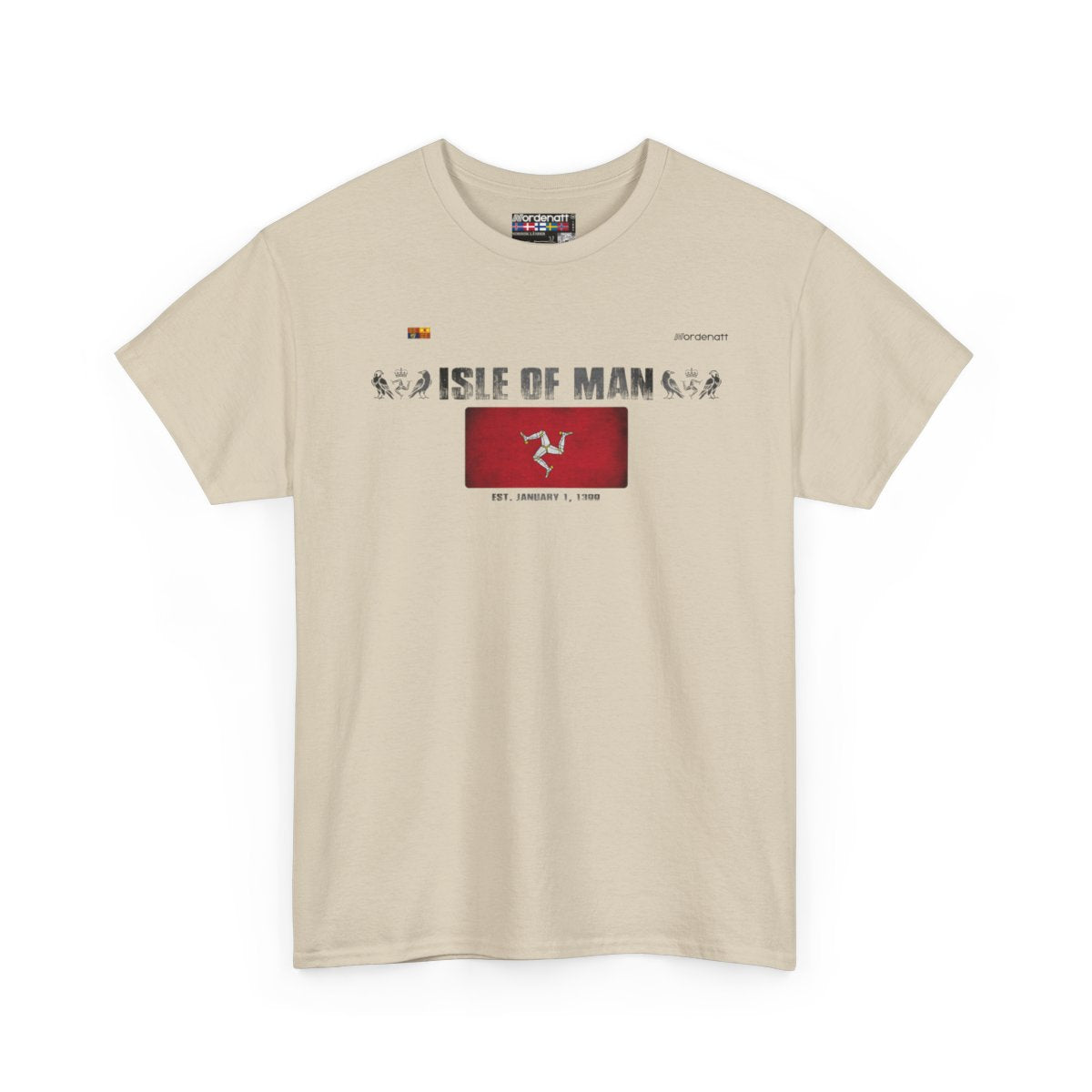 Isle Of Man flag t-shirt in Sand — premium cotton, Nordenatt