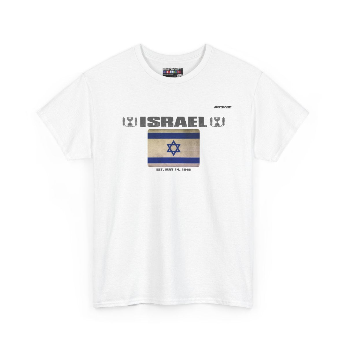 Israel flag t-shirt in White — premium cotton, Nordenatt