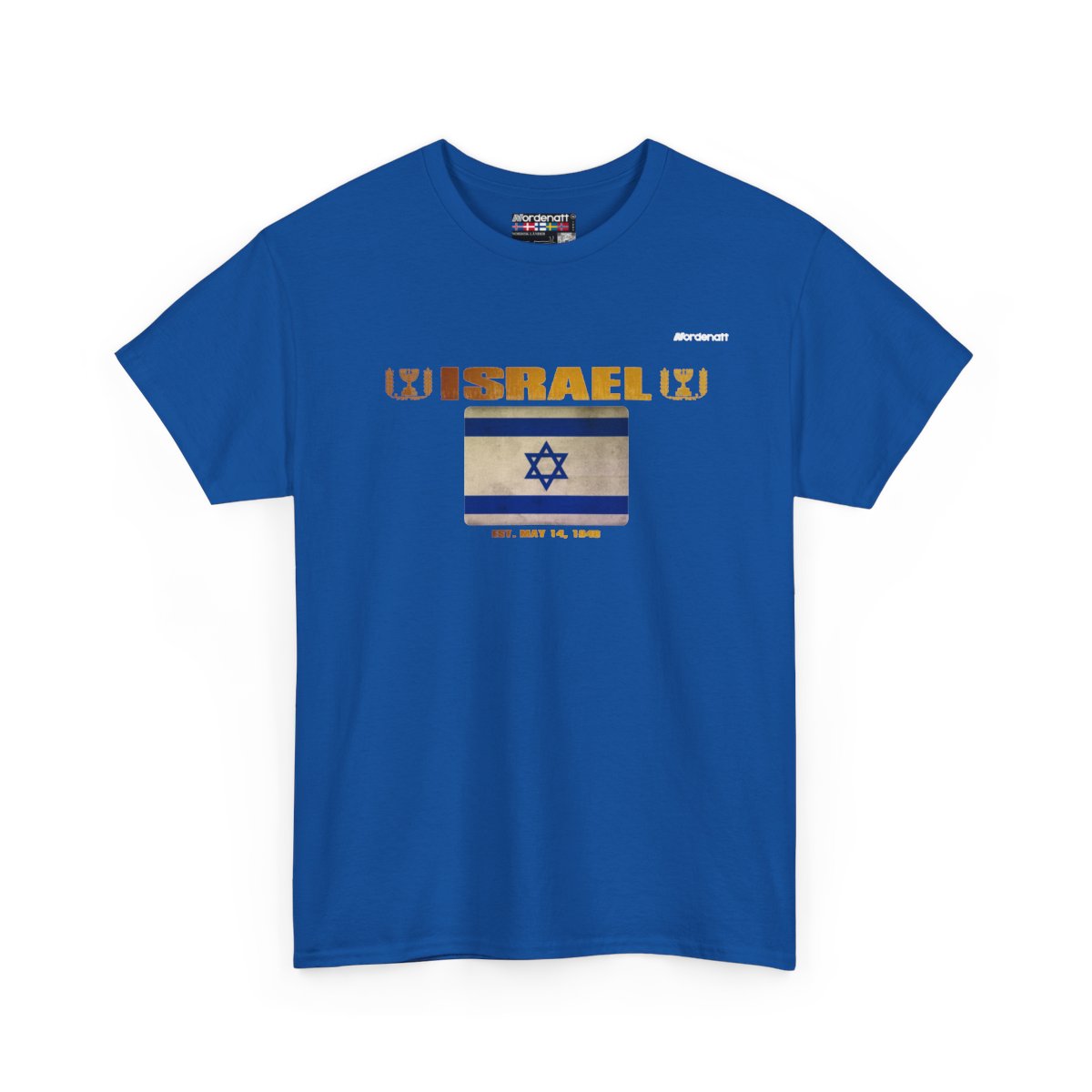 Israel flag t-shirt in Royal — premium cotton, Nordenatt