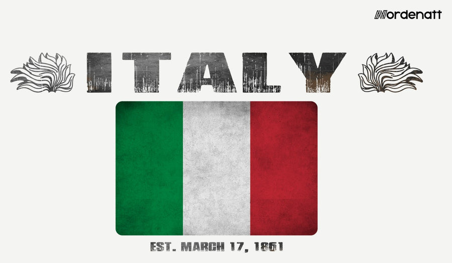 Italy design preview: flag, date and emblem inspiration printed on light t-shirts (Nordenatt)