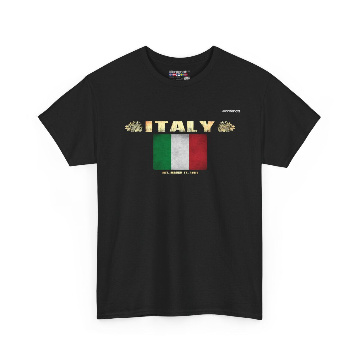 Italy flag t-shirt in Black — premium cotton, Nordenatt