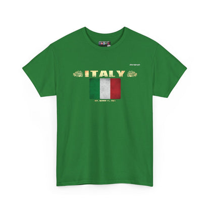 Italy flag t-shirt in Turf Green — premium cotton, Nordenatt