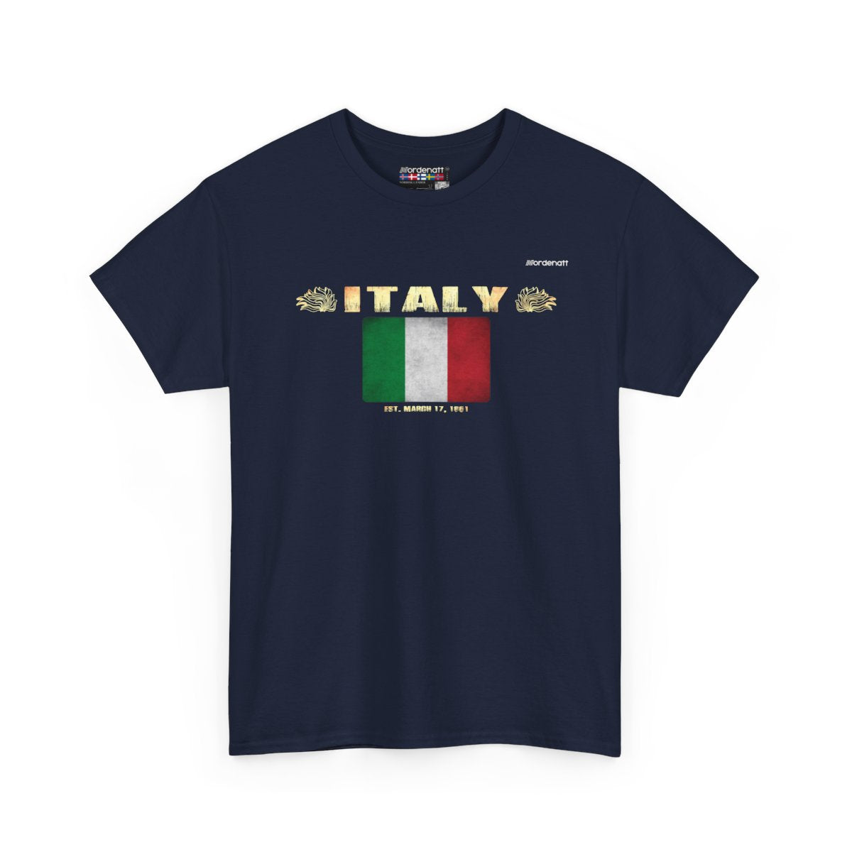 Italy flag t-shirt in Navy — premium cotton, Nordenatt