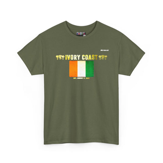 Ivory Coast flag t-shirt in Military Green — premium cotton, Nordenatt
