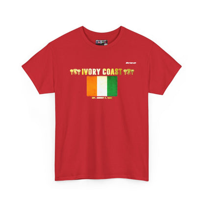 Ivory Coast flag t-shirt in Red — premium cotton, Nordenatt