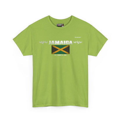 Jamaica flag t-shirt in Kiwi — premium cotton, Nordenatt