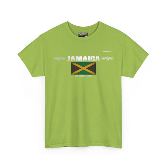 Jamaica flag t-shirt in Kiwi — premium cotton, Nordenatt