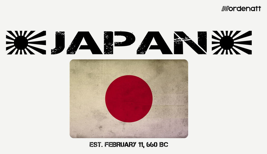 Japan design preview: flag, date and emblem inspiration printed on light t-shirts (Nordenatt)