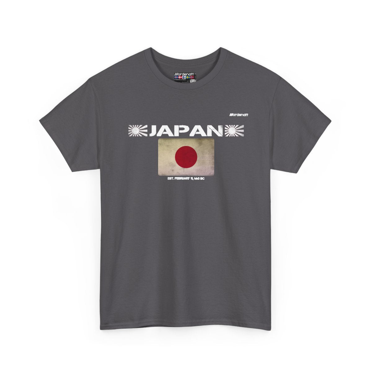 Japan flag t-shirt in Charcoal — premium cotton, Nordenatt