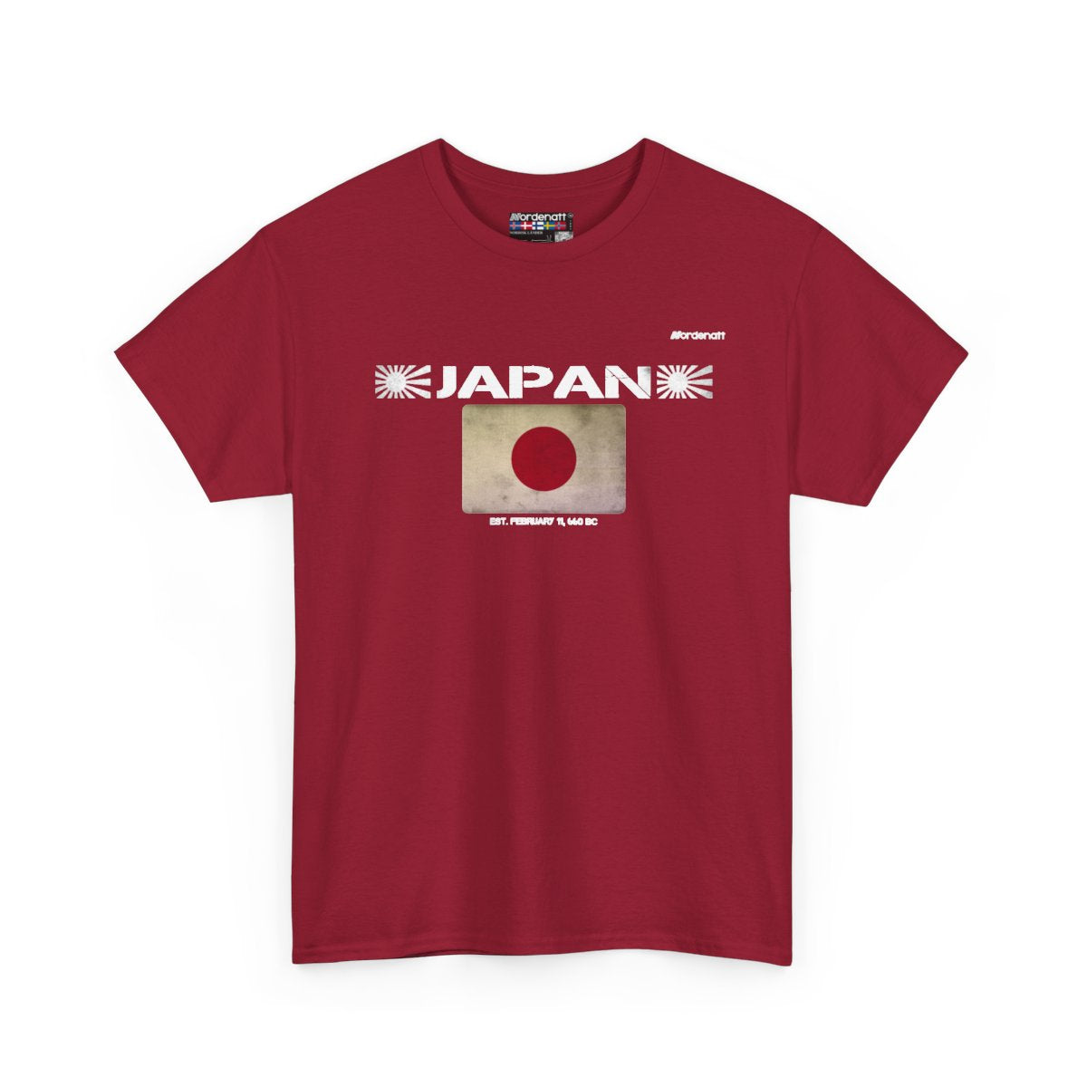 Japan flag t-shirt in Cardinal Red — premium cotton, Nordenatt