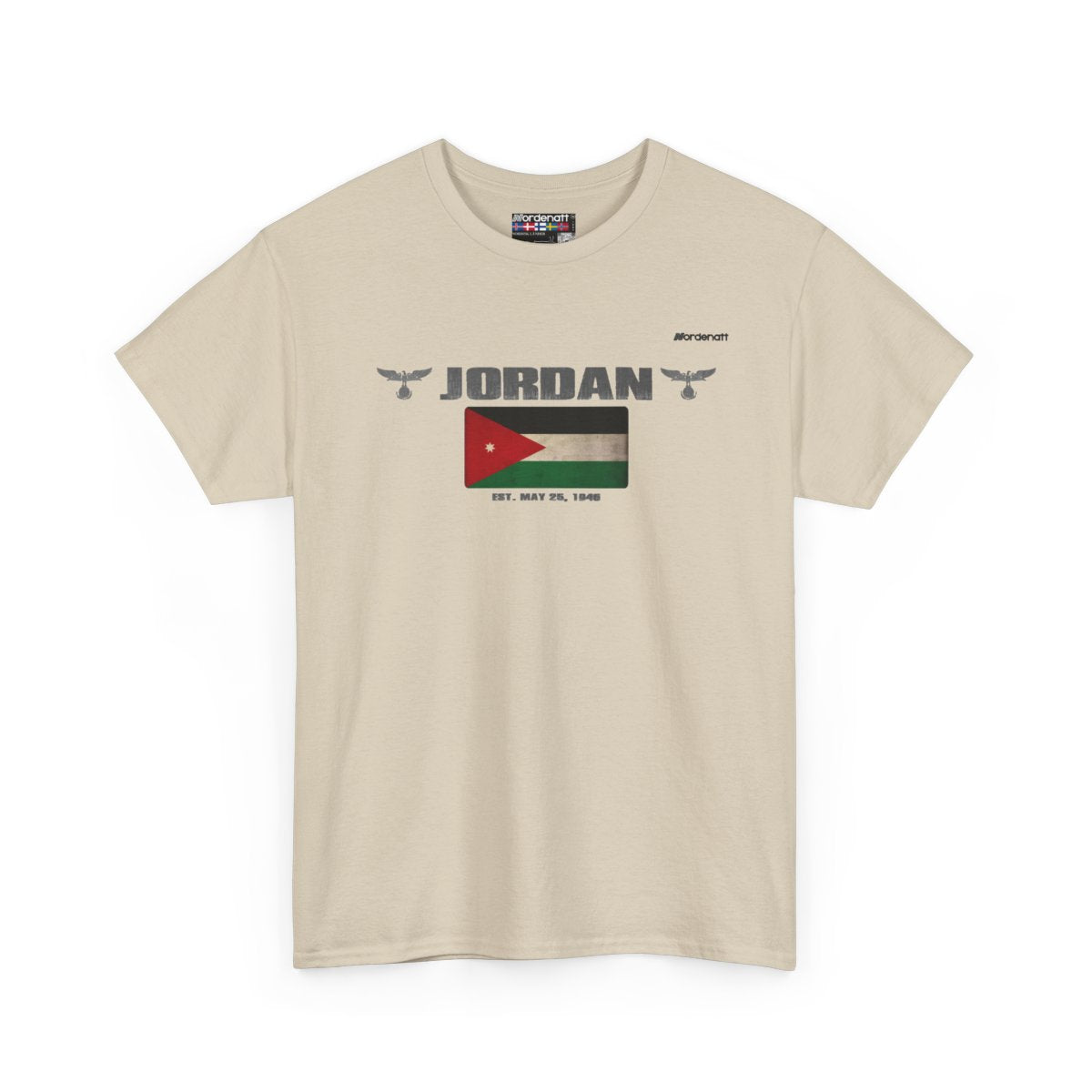 Jordan flag t-shirt in Sand — premium cotton, Nordenatt