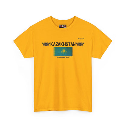Kazakhstan flag t-shirt in Gold — premium cotton, Nordenatt