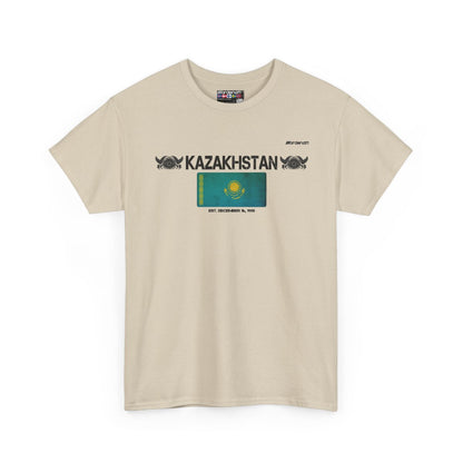 Kazakhstan flag t-shirt in Sand — premium cotton, Nordenatt