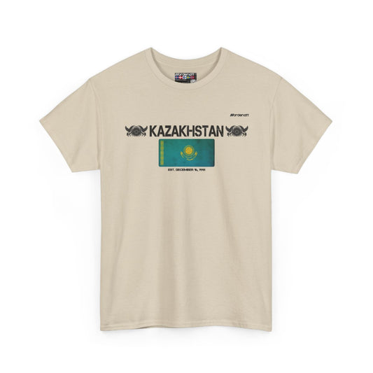 Kazakhstan flag t-shirt in Sand — premium cotton, Nordenatt